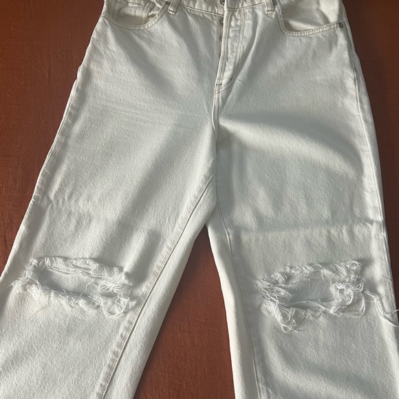 FREE PEOPLE Button Up Double Ripped Knee Jeans - Picture 3 of 5